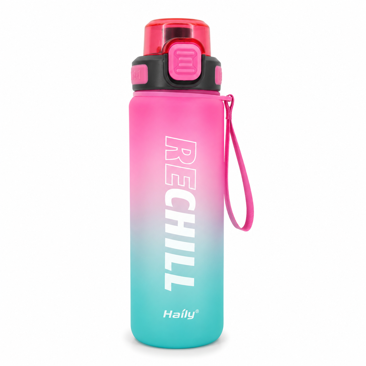 RECHILL Gradient Sports Water Bottle 1000ml | Leakproof Motivational Water Bottle with Strap | BPA-Free Fitness Hydration Bottle by Haily