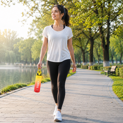 RECHILL Gradient Sports Water Bottle 1000ml | Leakproof Motivational Water Bottle with Strap | BPA-Free Fitness Hydration Bottle by Haily