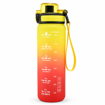 RECHILL Gradient Sports Water Bottle 1000ml | Leakproof Motivational Water Bottle with Strap | BPA-Free Fitness Hydration Bottle by Haily