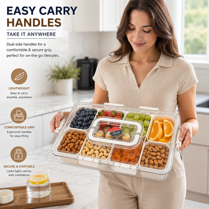 Premium 7-Compartment Airtight Food Storage Organizer Box with Removable Trays & Locking Lid | Multi-Purpose Refrigerator & Kitchen Storage Container