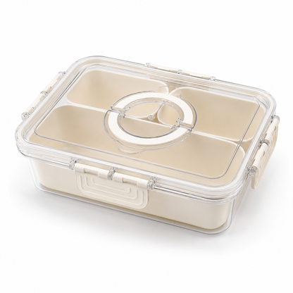 Premium 3-Compartment Airtight Food Storage Organizer Box with Removable Trays | BPA-Free Kitchen, Refrigerator & Snack Storage Container