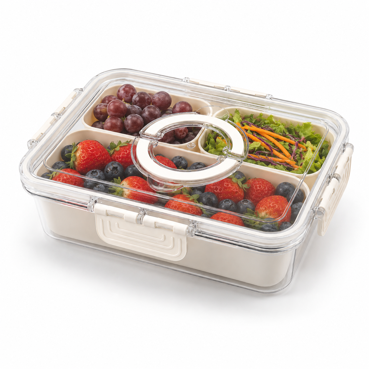 Premium 3-Compartment Airtight Food Storage Organizer Box with Removable Trays | BPA-Free Kitchen, Refrigerator & Snack Storage Container
