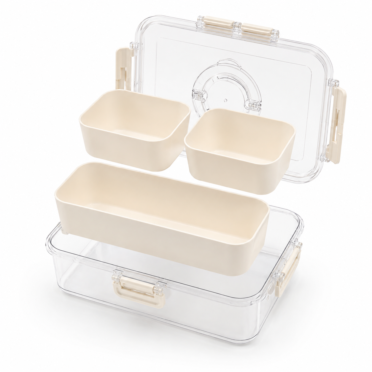 Premium 3-Compartment Airtight Food Storage Organizer Box with Removable Trays | BPA-Free Kitchen, Refrigerator & Snack Storage Container