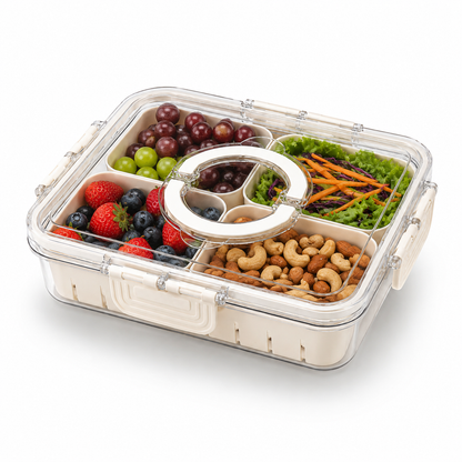 Premium 6-Compartment Airtight Food Storage Organizer Box with Removable Baskets | BPA-Free Kitchen & Refrigerator Storage Container