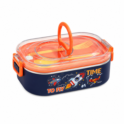 Kids Stainless Steel Lunch Box with Spoon & Fork | 900ml Leakproof School Tiffin Box with Handle
