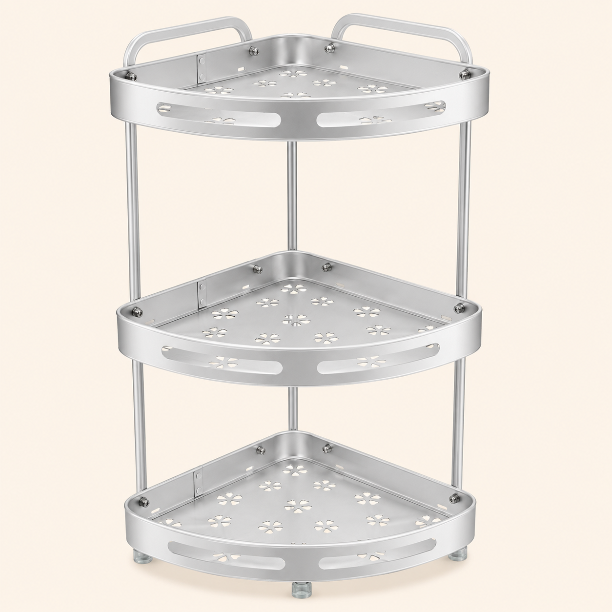 2-Tier & 3-Tier Aluminum Corner Storage Rack | Rust Resistant Bathroom & Kitchen Organizer Shelf | Space Saving Corner Stand with Drainage Holes
