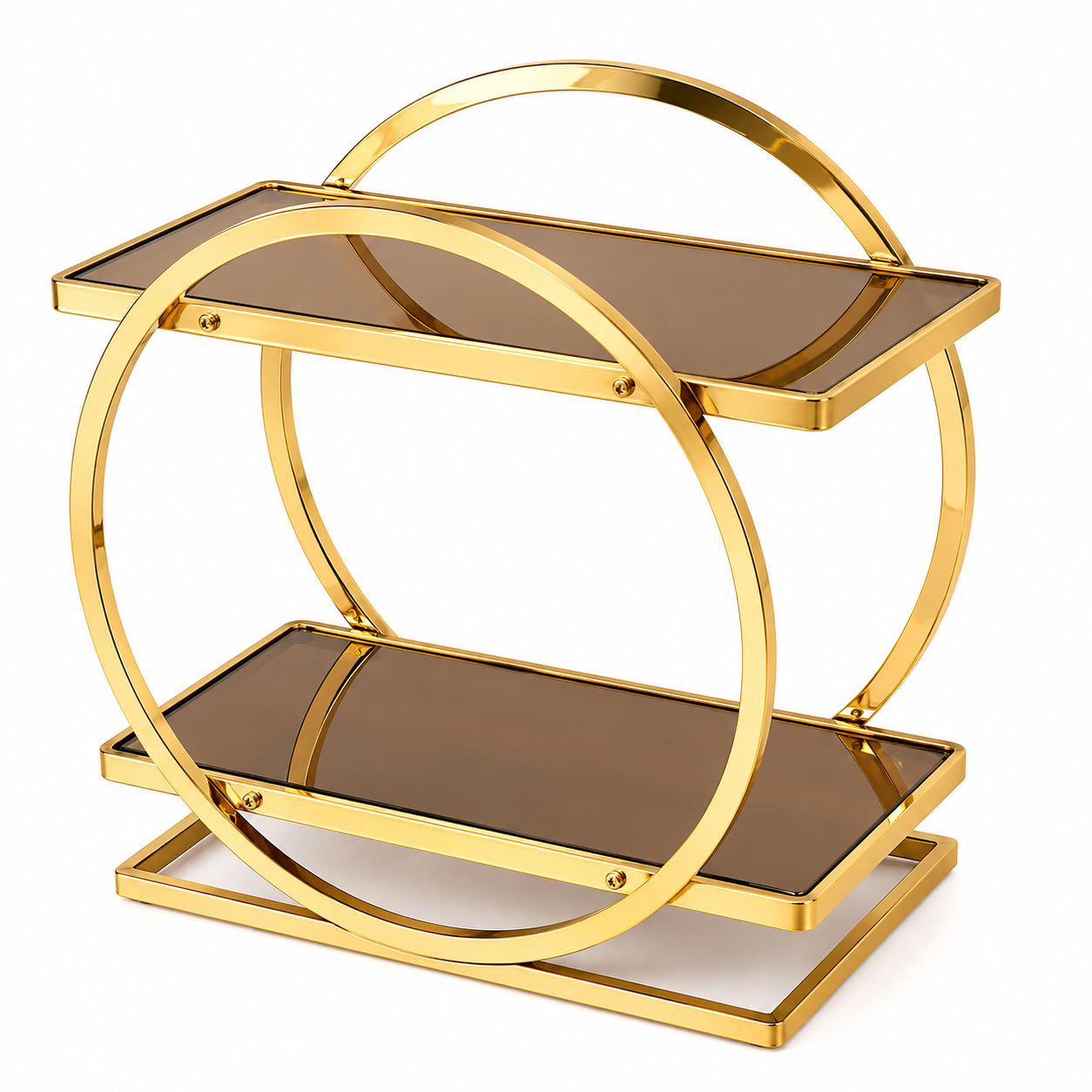 Luxury 2-Tier Gold Makeup Organizer Rack with Smoked Glass Shelves | Premium Vanity, Perfume & Cosmetic Storage Stand