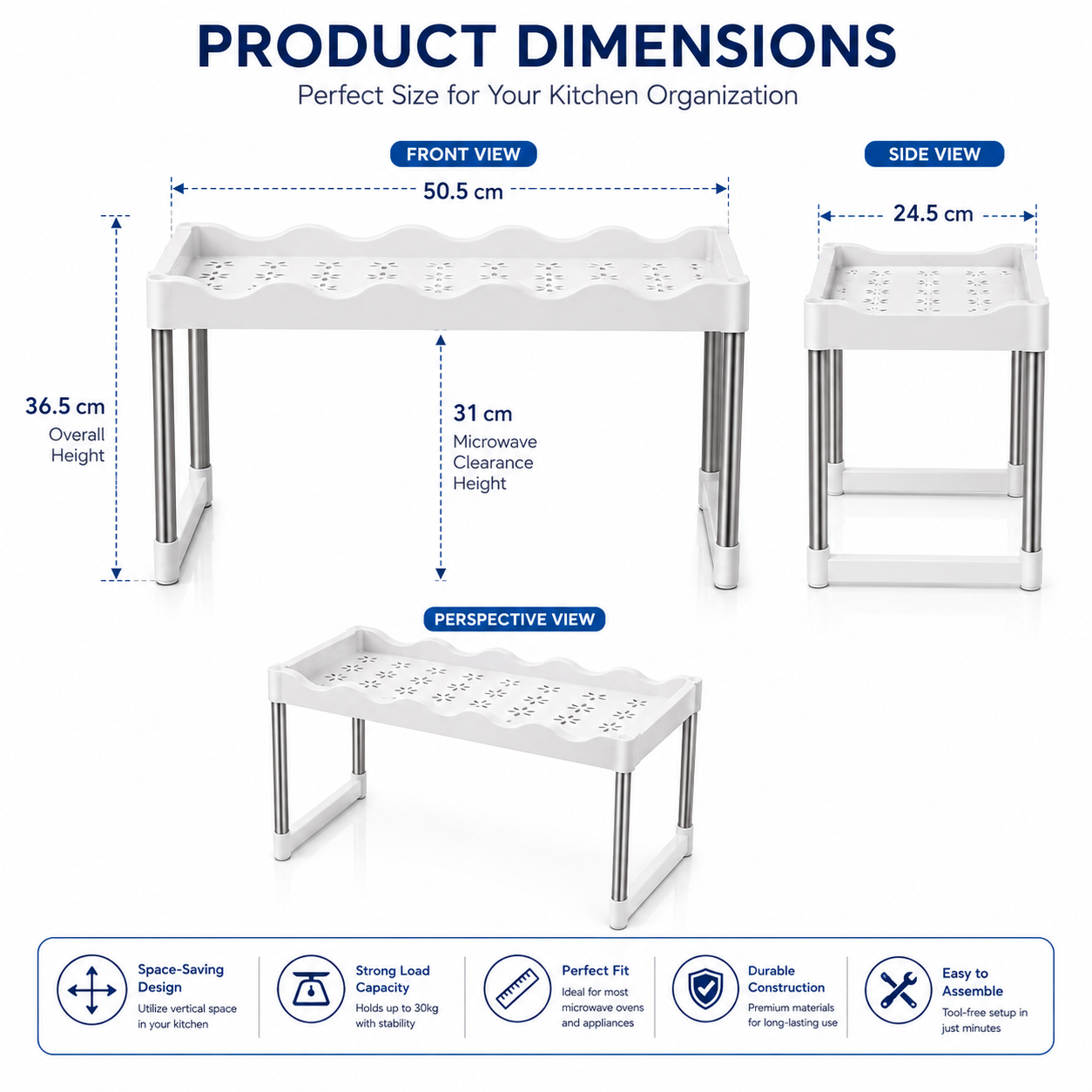 Microwave Oven Storage Rack | Kitchen Countertop Organizer Shelf | Multipurpose Space Saving Stand