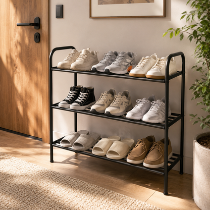 4-Tier Metal Shoe Rack Organizer for Entryway, Closet & Bedroom | Space Saving Storage Shelf