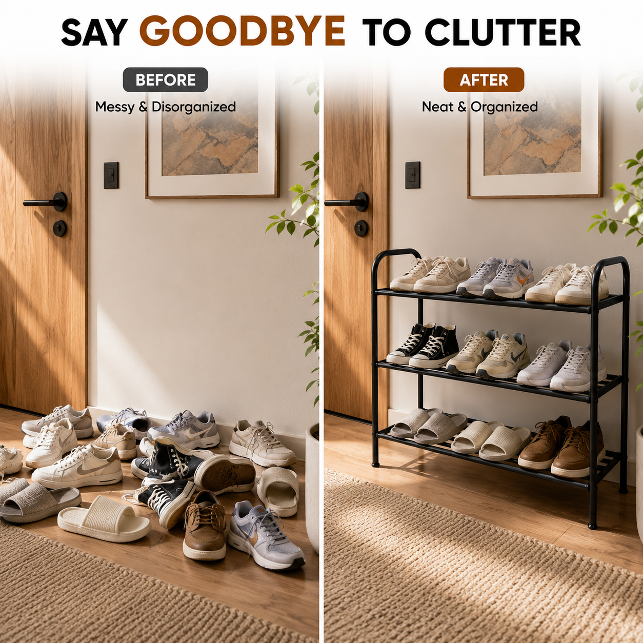 4-Tier Metal Shoe Rack Organizer for Entryway, Closet & Bedroom | Space Saving Storage Shelf