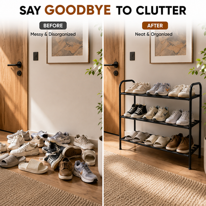4-Tier Metal Shoe Rack Organizer for Entryway, Closet & Bedroom | Space Saving Storage Shelf