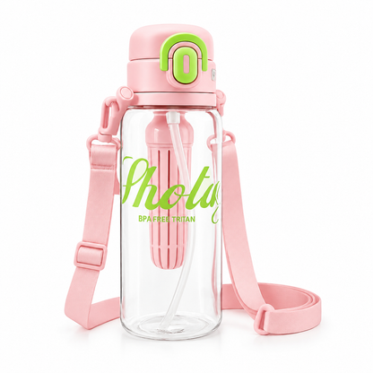 Shotay Premium Tritan Fruit Infuser Water Bottle with Straw & Carry Strap | BPA-Free Leakproof Sports Water Bottle (4 Color Variants)