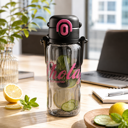 Shotay Premium Tritan Fruit Infuser Water Bottle with Straw & Carry Strap | BPA-Free Leakproof Sports Water Bottle (4 Color Variants)