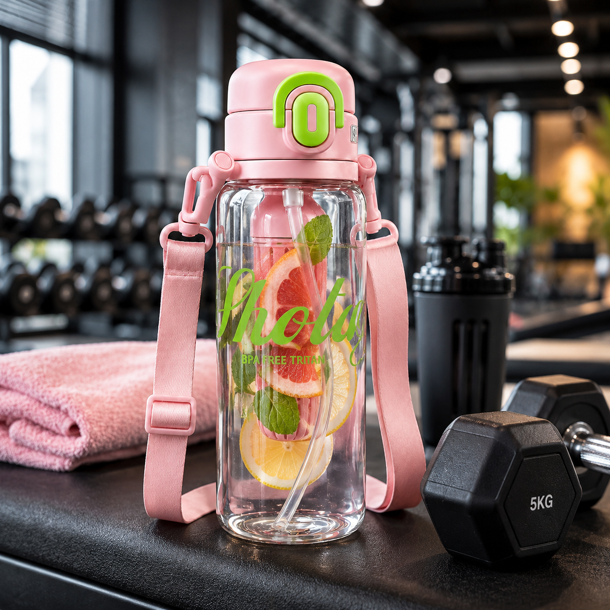 Shotay Premium Tritan Fruit Infuser Water Bottle with Straw & Carry Strap | BPA-Free Leakproof Sports Water Bottle (4 Color Variants)