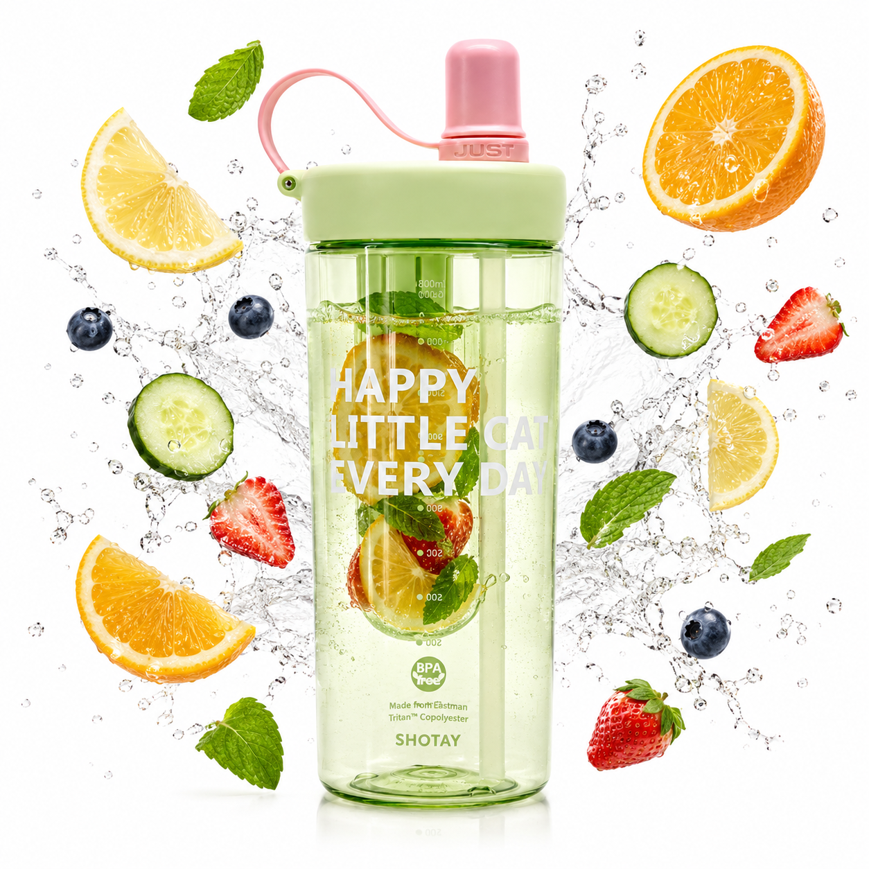 Premium BPA-Free Tritan Fruit Infuser Water Bottle with Removable Infuser, Leakproof Lid, Integrated Straw & Carry Loop | Reusable Sports Water Bottle for Gym, Office, School & Travel (800ml)