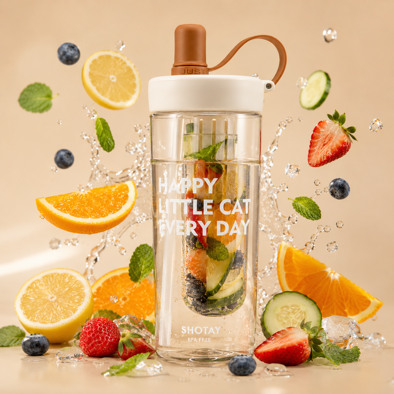 Premium BPA-Free Tritan Fruit Infuser Water Bottle with Removable Infuser, Leakproof Lid, Integrated Straw & Carry Loop | Reusable Sports Water Bottle for Gym, Office, School & Travel (800ml)