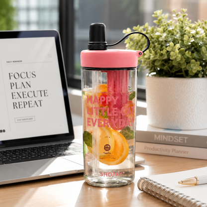 Premium BPA-Free Tritan Fruit Infuser Water Bottle with Removable Infuser, Leakproof Lid, Integrated Straw & Carry Loop | Reusable Sports Water Bottle for Gym, Office, School & Travel (800ml)