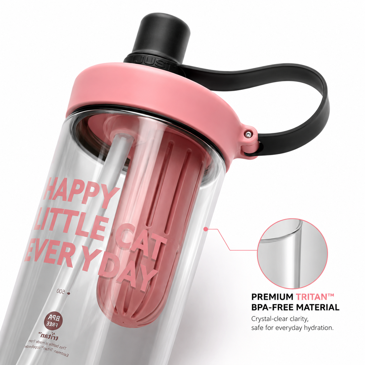 Premium BPA-Free Tritan Fruit Infuser Water Bottle with Removable Infuser, Leakproof Lid, Integrated Straw & Carry Loop | Reusable Sports Water Bottle for Gym, Office, School & Travel (800ml)
