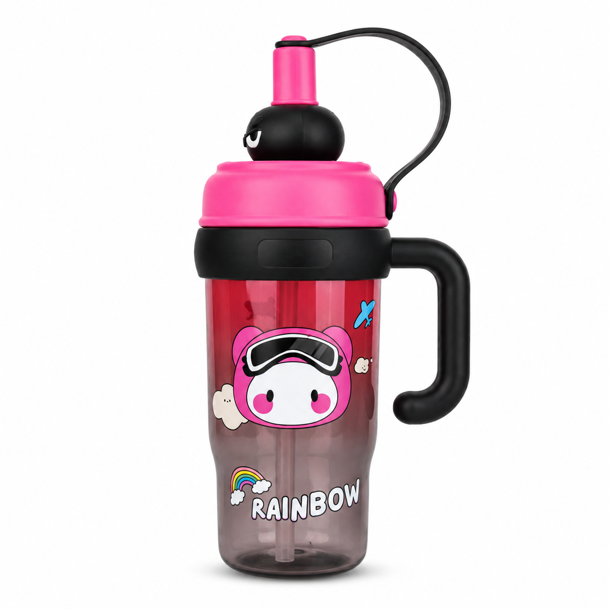 Kids BPA-Free Tritan Water Bottle with Straw, Carry Handle & Leakproof Lid | Reusable Sipper Bottle for School, Travel & Outdoor Activities (800ml)