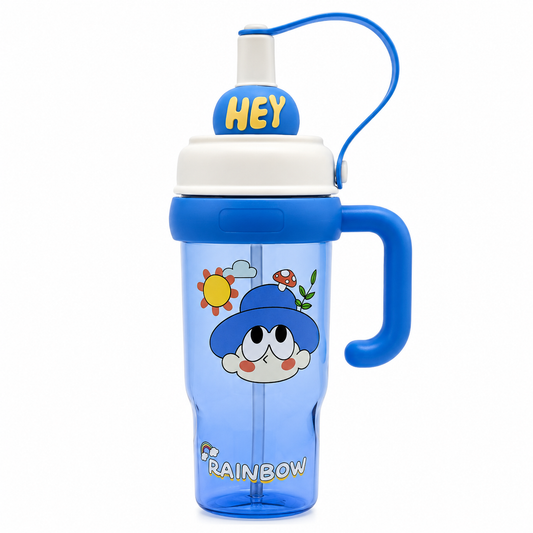 Kids BPA-Free Tritan Water Bottle with Straw, Carry Handle & Leakproof Lid | Reusable Sipper Bottle for School, Travel & Outdoor Activities (800ml)