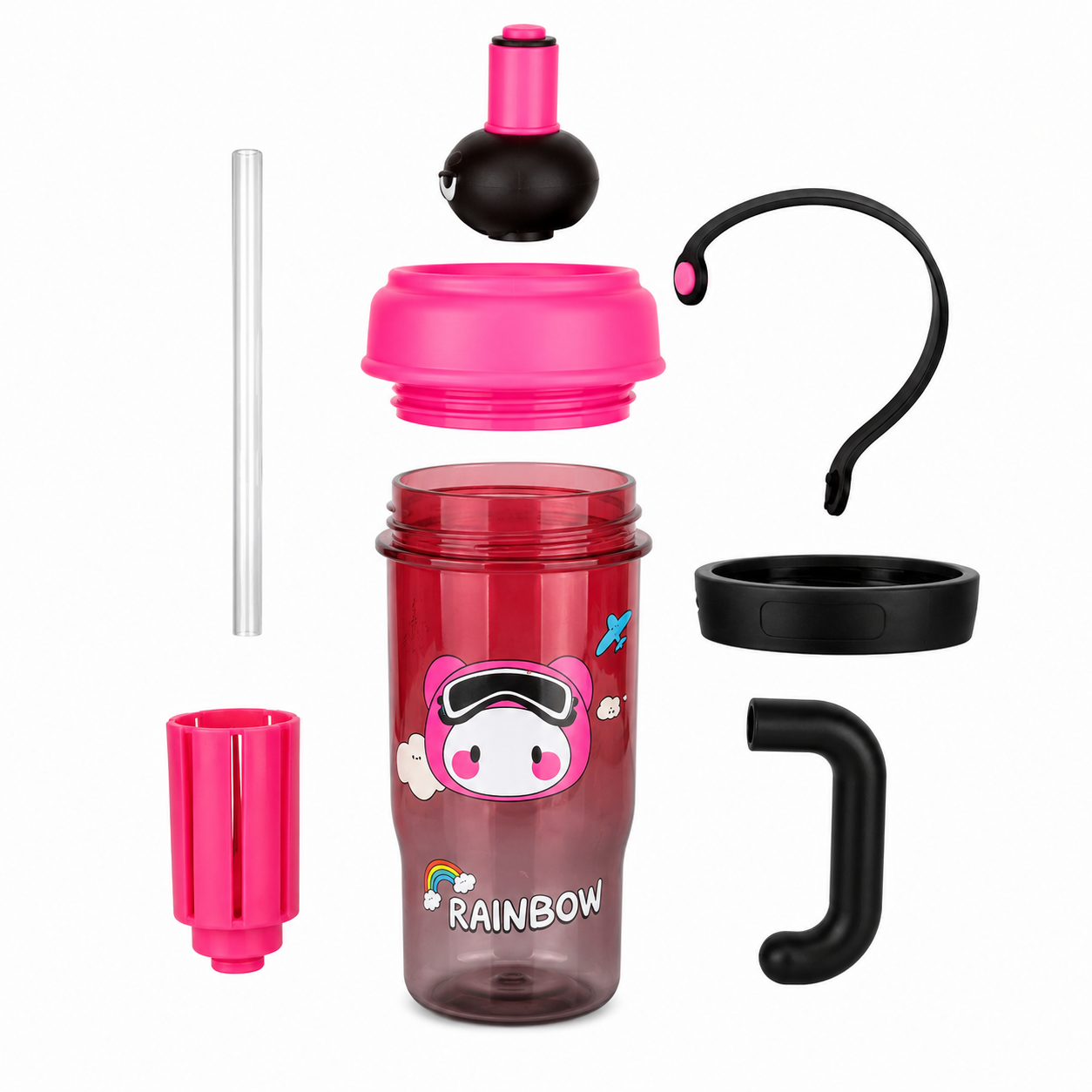 Kids BPA-Free Tritan Water Bottle with Straw, Carry Handle & Leakproof Lid | Reusable Sipper Bottle for School, Travel & Outdoor Activities (800ml)