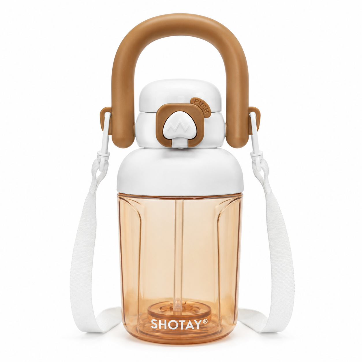 Kids BPA-Free Tritan Water Bottle with Straw, Push Button Leakproof Lid, Large Carry Handle & Adjustable Shoulder Strap | Reusable School Water Bottle (650ml)