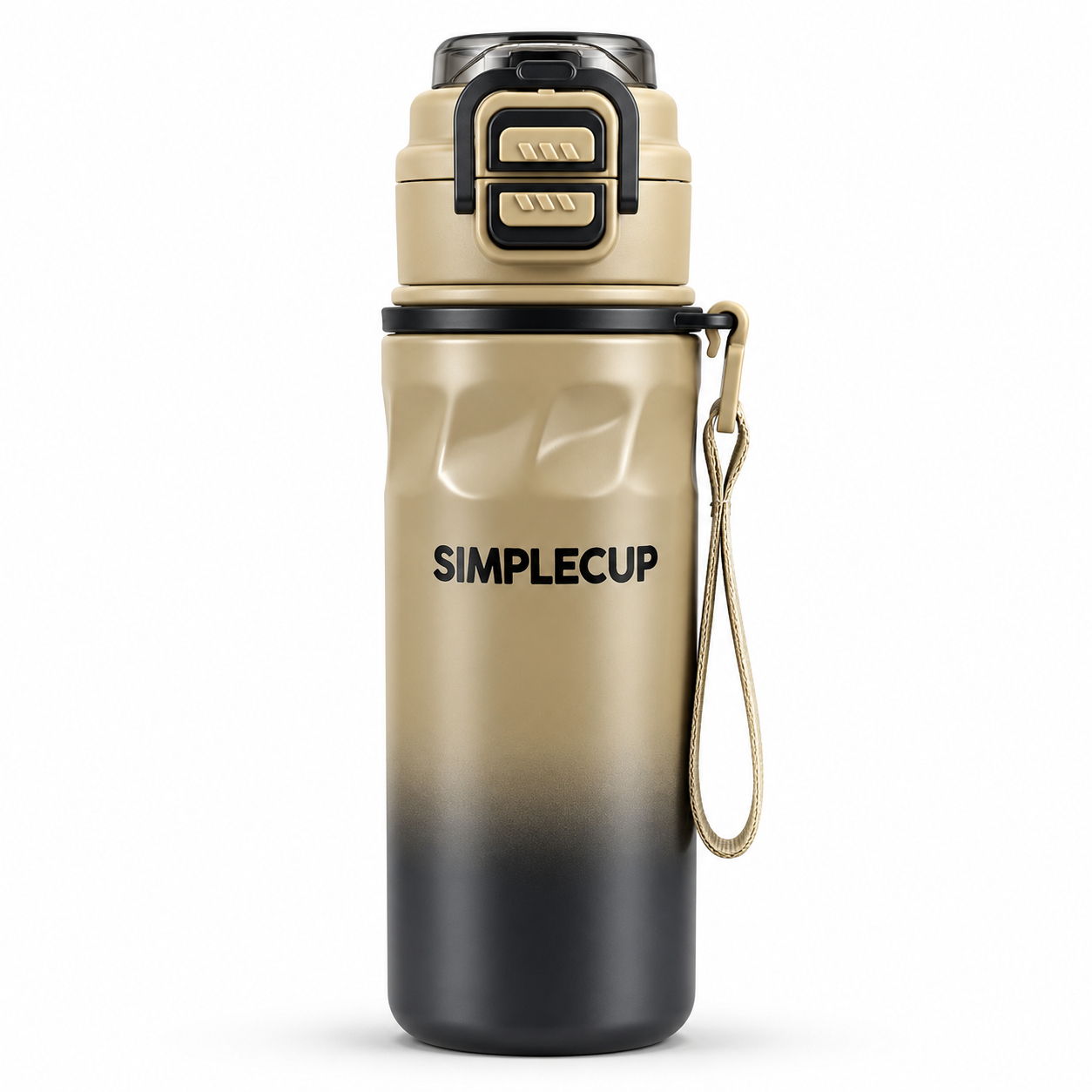 SIMPLECUP 670ml Double Wall Vacuum Insulated Stainless Steel Water Bottle with One-Touch Flip Lid, Lock Handle & Carry Strap | Leakproof BPA-Free Sports Bottle for Gym, Office & Travel
