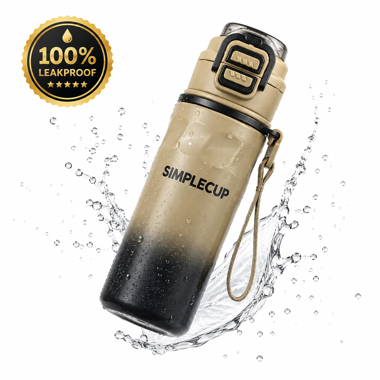 SIMPLECUP 670ml Double Wall Vacuum Insulated Stainless Steel Water Bottle with One-Touch Flip Lid, Lock Handle & Carry Strap | Leakproof BPA-Free Sports Bottle for Gym, Office & Travel