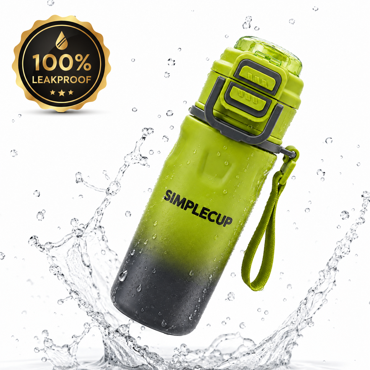 SIMPLECUP 670ml Double Wall Vacuum Insulated Stainless Steel Water Bottle with One-Touch Flip Lid, Lock Handle & Carry Strap | Leakproof BPA-Free Sports Bottle for Gym, Office & Travel