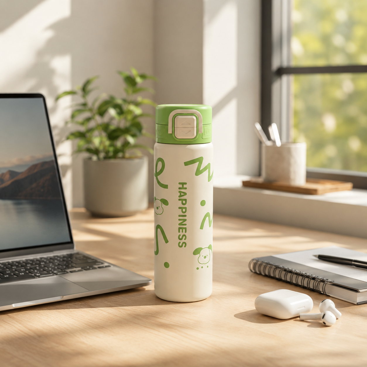 680ml Kids Stainless Steel Vacuum Insulated Water Bottle | Double Wall Thermos Flask | Leakproof One-Touch Lock Lid | BPA Free Food Grade Steel| Hot & Cold Insulated Bottle for School, Travel & Outdoor