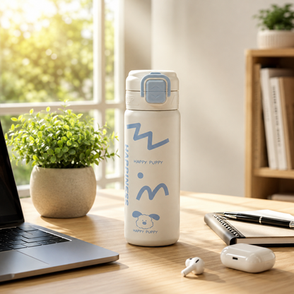 680ml Kids Stainless Steel Vacuum Insulated Water Bottle | Double Wall Thermos Flask | Leakproof One-Touch Lock Lid | BPA Free Food Grade Steel| Hot & Cold Insulated Bottle for School, Travel & Outdoor