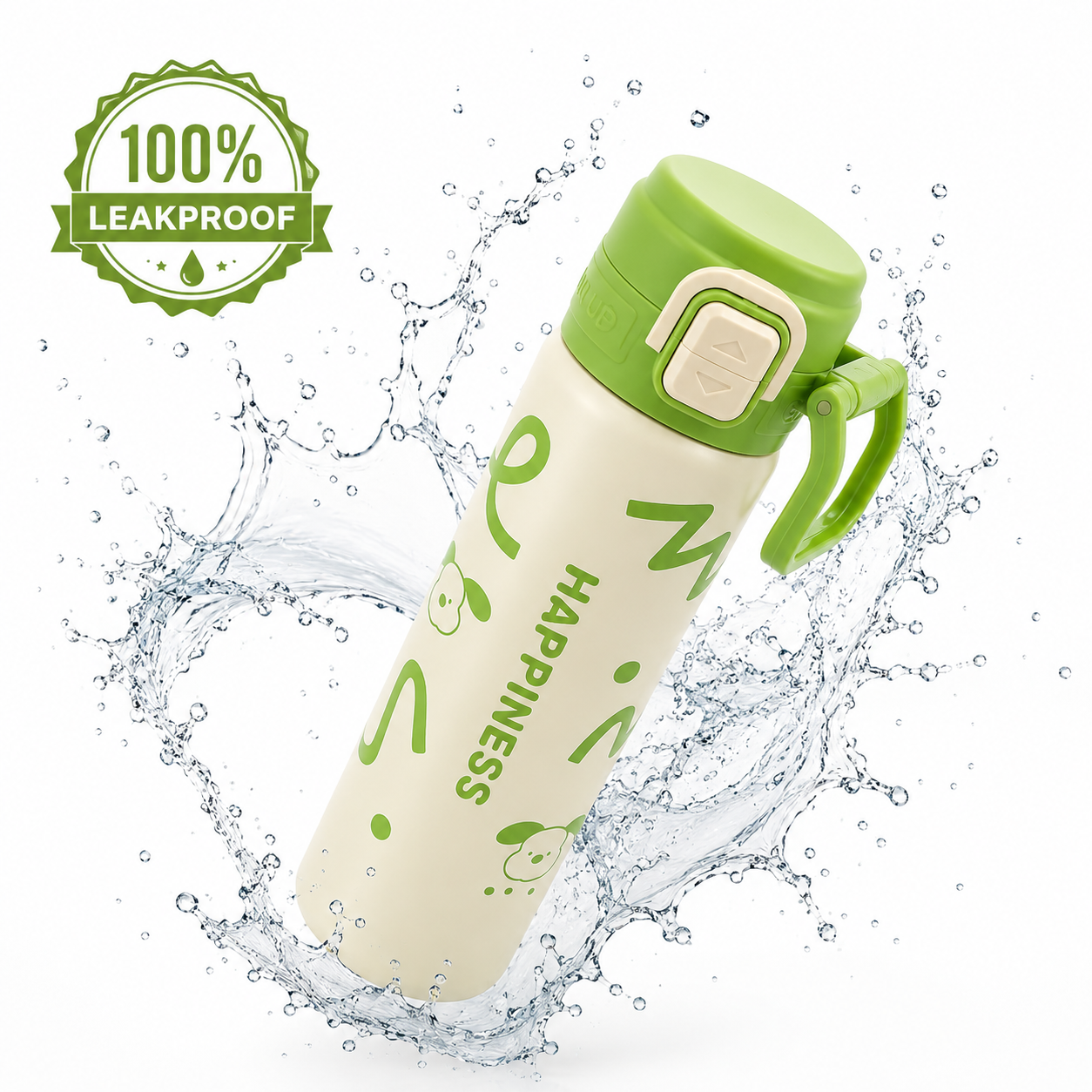 680ml Kids Stainless Steel Vacuum Insulated Water Bottle | Double Wall Thermos Flask | Leakproof One-Touch Lock Lid | BPA Free Food Grade Steel| Hot & Cold Insulated Bottle for School, Travel & Outdoor