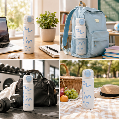 680ml Kids Stainless Steel Vacuum Insulated Water Bottle | Double Wall Thermos Flask | Leakproof One-Touch Lock Lid | BPA Free Food Grade Steel| Hot & Cold Insulated Bottle for School, Travel & Outdoor
