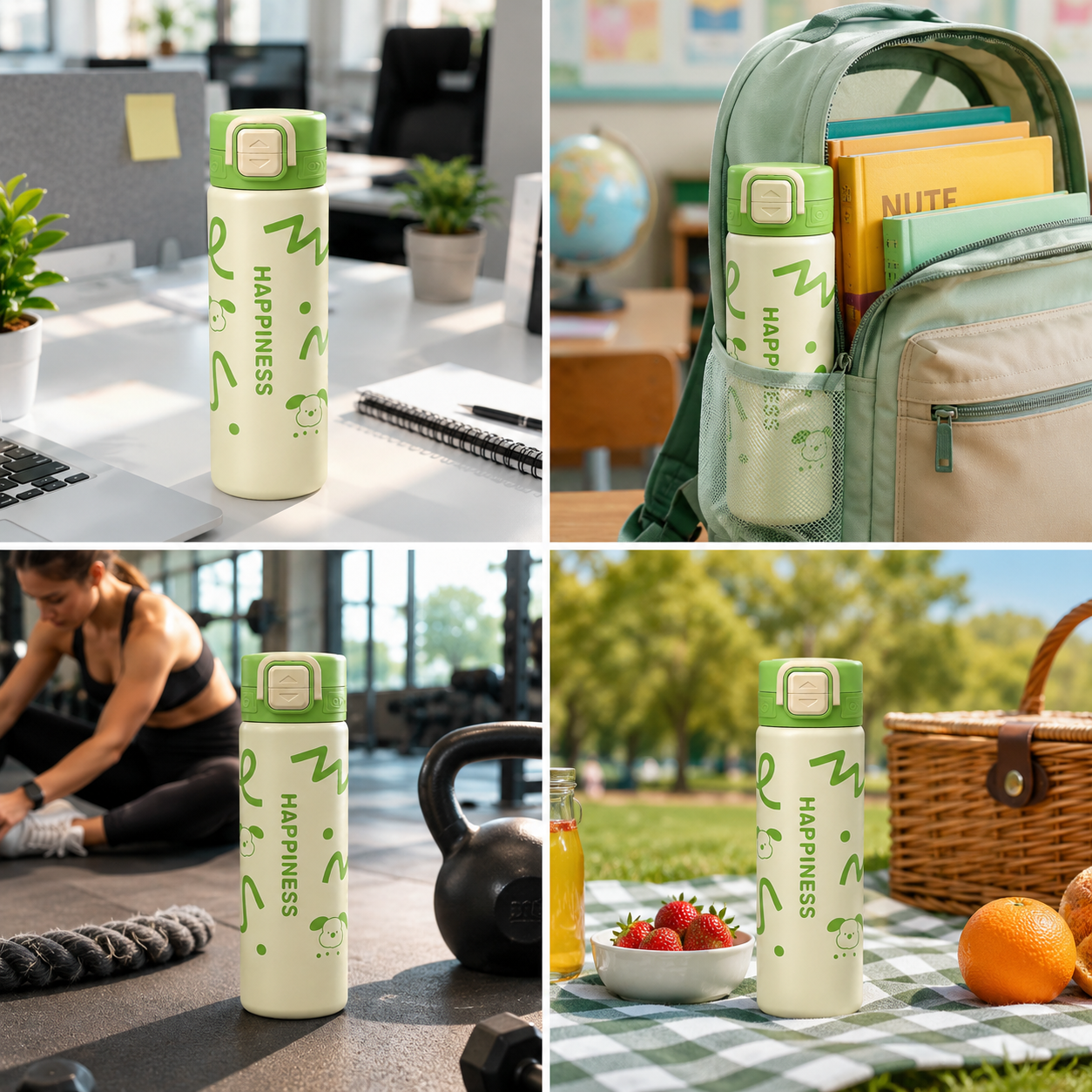680ml Kids Stainless Steel Vacuum Insulated Water Bottle | Double Wall Thermos Flask | Leakproof One-Touch Lock Lid | BPA Free Food Grade Steel| Hot & Cold Insulated Bottle for School, Travel & Outdoor