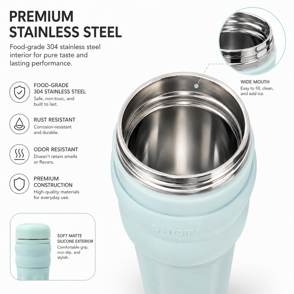 SHOTAY 600ml Double Wall Vacuum Insulated Stainless Steel Water Bottle with Silicone Sleeve, Straw Lid & Carry Loop | BPA-Free Leakproof Sports Flask for Office, School, Gym & Travel