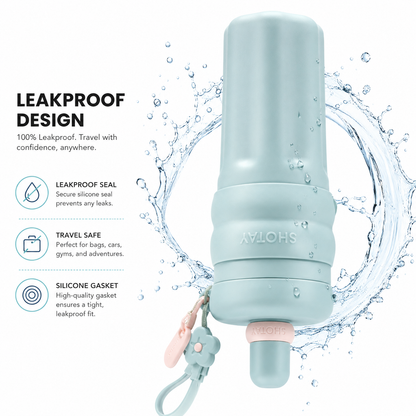SHOTAY 600ml Double Wall Vacuum Insulated Stainless Steel Water Bottle with Silicone Sleeve, Straw Lid & Carry Loop | BPA-Free Leakproof Sports Flask for Office, School, Gym & Travel