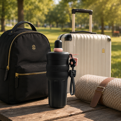 SHOTAY 600ml Double Wall Vacuum Insulated Stainless Steel Water Bottle with Silicone Sleeve, Straw Lid & Carry Loop | BPA-Free Leakproof Sports Flask for Office, School, Gym & Travel