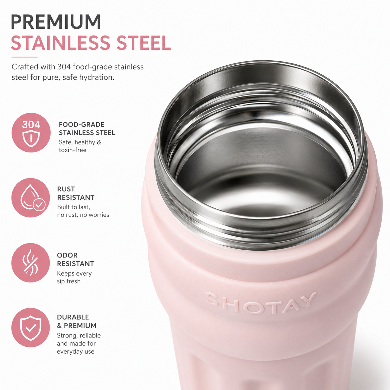 SHOTAY 600ml Double Wall Vacuum Insulated Stainless Steel Water Bottle with Silicone Sleeve, Straw Lid & Carry Loop | BPA-Free Leakproof Sports Flask for Office, School, Gym & Travel