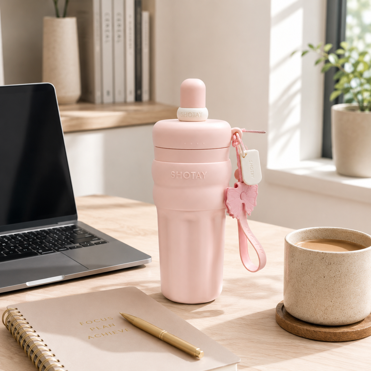 SHOTAY 600ml Double Wall Vacuum Insulated Stainless Steel Water Bottle with Silicone Sleeve, Straw Lid & Carry Loop | BPA-Free Leakproof Sports Flask for Office, School, Gym & Travel