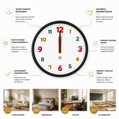 Multicolor Number Wall Clock