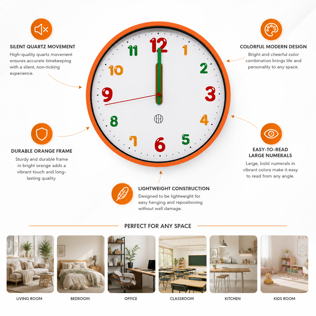 Multicolor Number Wall Clock