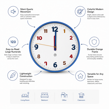 Multicolor Number Wall Clock