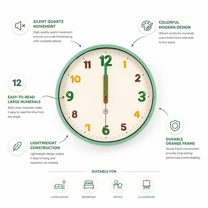 Multicolor Number Wall Clock