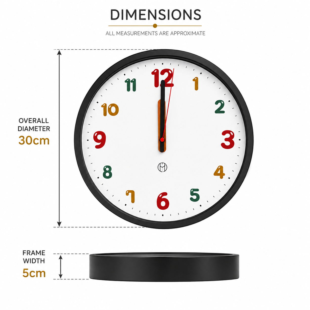 Multicolor Number Wall Clock