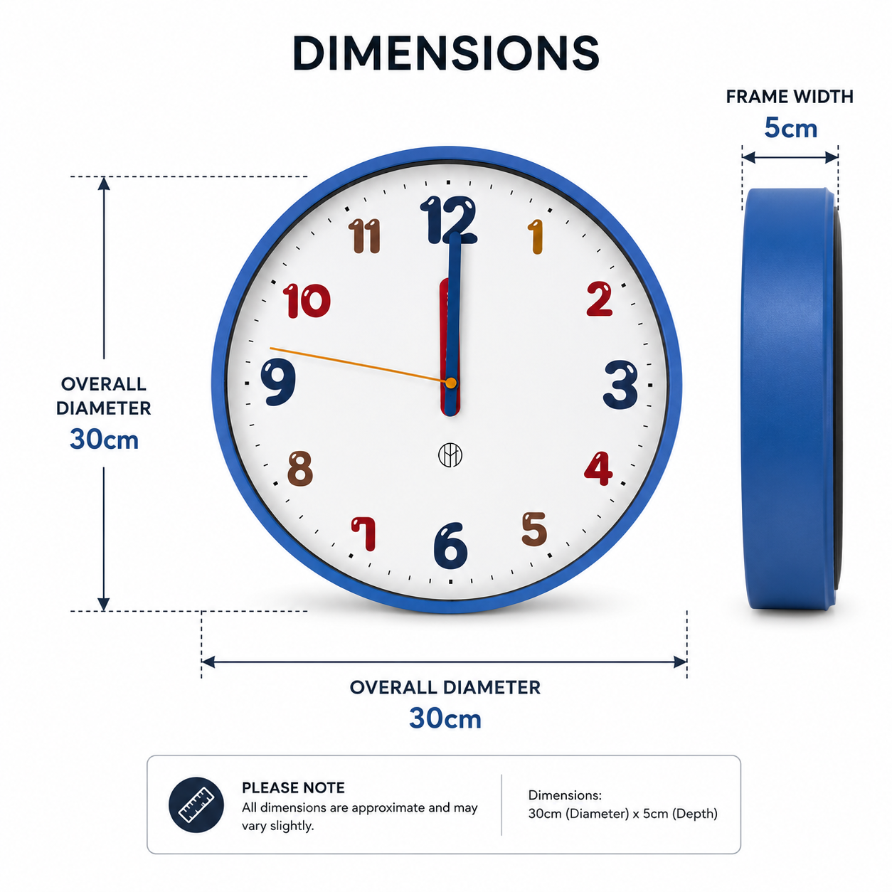 Multicolor Number Wall Clock