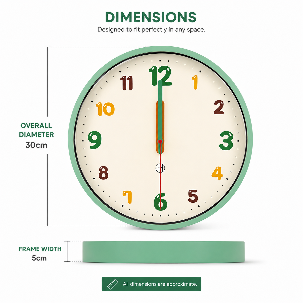 Multicolor Number Wall Clock