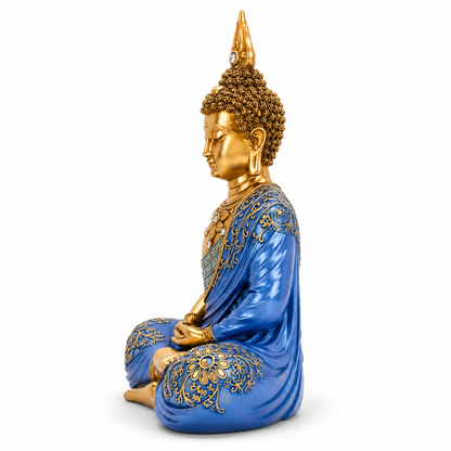 Blue & Gold Meditating Buddha Statue