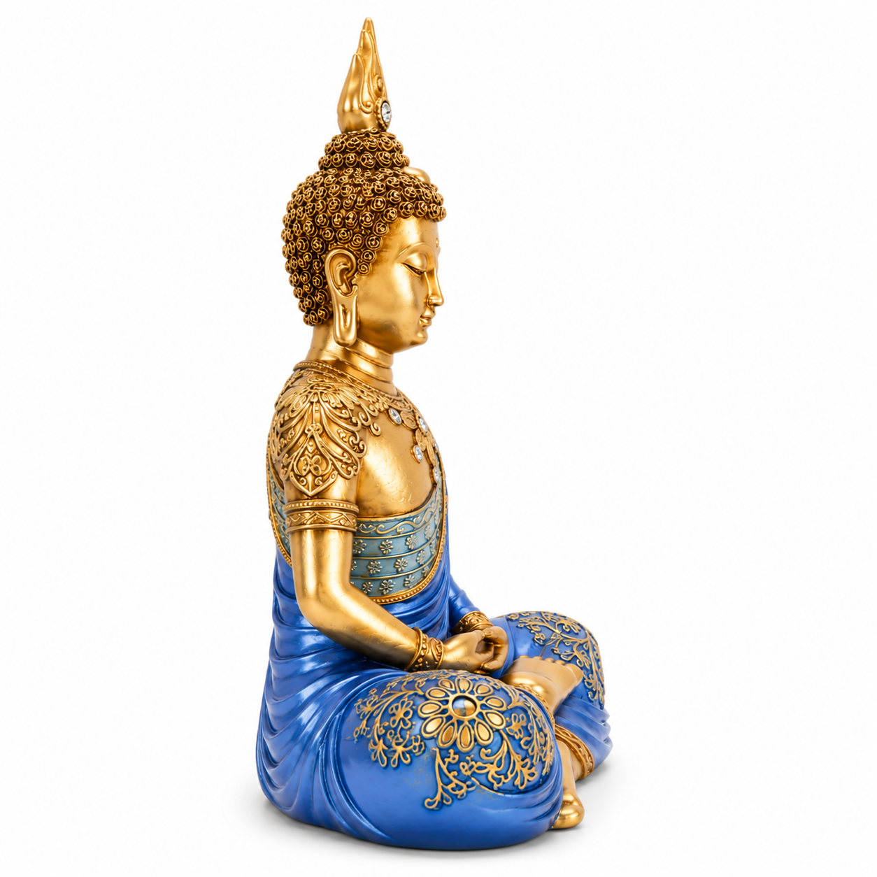 Blue & Gold Meditating Buddha Statue