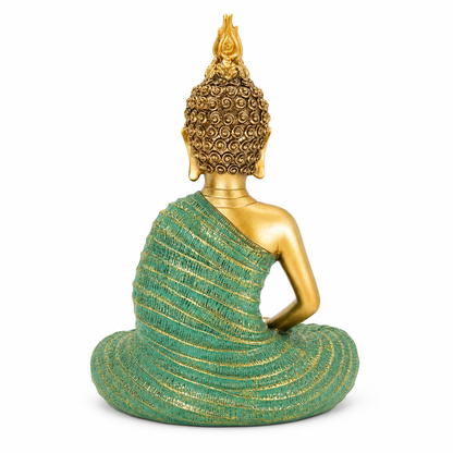 Mint Green & Gold Meditating Buddha Statue