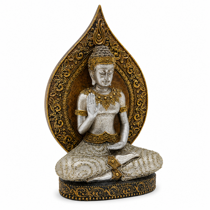 Silver & Antique Gold Buddha Statue